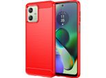 Custodia Per Motorola Moto G54 In Silicone Tpu Morbido, Fibra Di Carbonio, Custodia Protettiva Antiurto Rossa