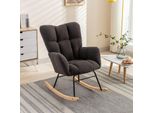 Fortuna Lai Sedia A Dondolo Mid-Century Modern Nursery Sedia A Dondolo Imbottita Con Schienale Alto Accent Glider Rocker, Portata Fino A 136 Kg, 80 X 70 X 95 Cm Grigio Scuro