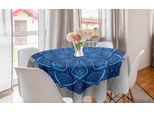 Abakuhaus Tovaglia Rotonda Blu Con Motivo Mandala, Motivo Vintage, Tovaglia Circolare Per Sala Da Pranzo, Decorazione Per Cucina, 150 Cm, Blu Scuro, Azzurro, Polvere