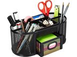 Astuccio Portapenne Buxibo Con 9 Scomparti - Portapenne/Scrivania/Organizzatore - Tessuto A Rete - Portapenne Con Cassetto - Nero