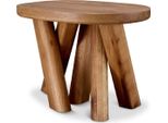 Casa Padrino Tavolino In Legno Massello Marrone 65 X 50 X H. 49,5 Cm - Tavolino In Rovere - Mobili Soggiorno - Mobili - Qualità Lusso