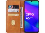 Smartphonica Oppo A5 2020 Custodia In Pelle Con Chiusura Magnetica E Porta Carte A Libro - Marrone