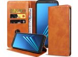 Smartphonica Samsung Galaxy A8 2018 Custodia In Pelle Con Chiusura Magnetica E Porta Carte A Libro - Marrone
