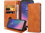 Smartphonica Samsung Galaxy A6 2018 Custodia In Pelle Con Chiusura Magnetica E Porta Carte A Libro - Marrone