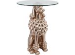 Casa Padrino Luxury Side Table Dog Copper Ø 48,5 X H. 64 Cm - Tavolo Rotondo In Resina Con Piano In Vetro - Mobili Soggiorno - Mobili - Arredi - Arredo Soggiorno