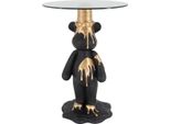Casa Padrino Tavolino Orso Nero/Oro Ø 48,5 X H. 69 Cm - Tavolino Rotondo In Resina Con Piano In Vetro - Mobili Soggiorno - Mobili - Arredi - Arredo Soggiorno