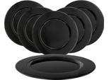 1.06 Piatto Decorativo In Alluminio Ø 33 Cm Circa - Set Di 6 - Piatto Per Candele In Alluminio Nero (6 Pezzi)