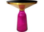 Casa Padrino Tavolino Nero / Oro / Viola Ø 50 X H. 53 Cm - Tavolino Rotondo In Vetro - Mobili Soggiorno - Mobili
