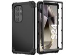 Custodia Per Samsung Galaxy S24 Ultra Hybrid 3In1 Pc E Tpu Antiurto, Custodia Resistente Nera