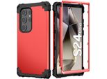 Custodia Per Samsung Galaxy S24 Ultra Hybrid 3In1 Pc E Tpu Antiurto, Resistente Rosso