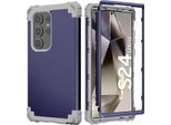 Custodia Per Samsung Galaxy S24 Ultra Hybrid 3In1 Pc E Tpu Antiurto, Custodia Resistente Blu Scuro