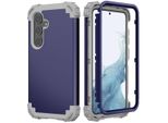 Custodia Per Samsung Galaxy S24+ Hybrid 3In1 Pc E Tpu Antiurto, Custodia Resistente Blu Scuro