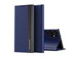 Custodia Galaxy S22 Ultra 5G, Custodia In Finto Cuoio Magnetic Flip Stand Per Samsung Galaxy S22 Ultra 5G Blu Navy