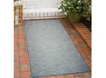 Tappeto Per Interni Ed Esterni Screziato In Sisal Utilizzabile Su Entrambi I Lati In Blu Dimensioni - 80 X 150 Cm