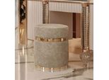 Casa Padrino Sgabello Grigio / Oro Ø 45 X H. 45 Cm - Sgabello Rotondo - Mobili Camera Da Letto - Mobili - Arredamento