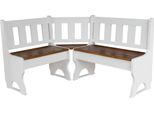 Panca Angolare Bianca In Legno Di Pino Con Seduta Nel Colore Calvados 120 X 140 Cm