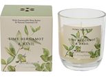 Candela Profumata In Vetro 9Cm Profumo Di Lime Bergamotto Basilico Crema Bianco