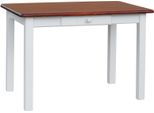 Tavolo Bianco Con Cassetto In Legno Di Pino Massiccio Con Piano In Colore Calvados 110 X 80 Cm