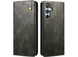 Custodia Per Samsung Galaxy S25+ In Pelle Flip Case Portafoglio Con Funzione Stand Verde