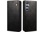 Custodia Per Samsung Galaxy S25 In Pelle Flip Case Portafoglio Con Funzione Stand Nero