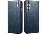 Custodia Per Samsung Galaxy S25 In Pelle Flip Case Portafoglio Con Funzione Stand Blu