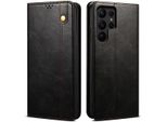 Custodia Per Samsung Galaxy S24 Ultra In Pelle Flip Case Portafoglio Con Funzione Stand Nero