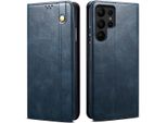 Custodia Per Samsung Galaxy S25 Ultra In Pelle Flip Case Portafoglio Con Funzione Stand Blu
