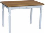 Tavolo Bianco Ii Con Cassetto In Legno Di Pino Massiccio Con Piano In Colore Rovere 90 X 60 Cm