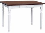 Tavolo Bianco Ii Con Cassetto In Legno Di Pino Massiccio Con Piano In Colore Noce 90 X 60 Cm