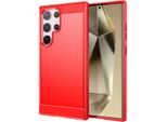 Custodia Per Samsung Galaxy S25 Custodia Protettiva Ultra Morbida In Silicone Tpu, Fibra Di Carbonio, Antiurto Rosso