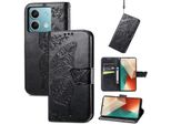 Per Xiaomi Redmi Note 13 Portafoglio In Custodia Per Cellulare Butterfly Design Custodia Protettiva Cover Cases Nero