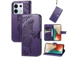 Per Xiaomi Redmi Note 13 Pro / Poco X6 Custodia Per Telefono Cellulare In Con Portafoglio, Design A Farfalla, Copertura Protettiva Viola
