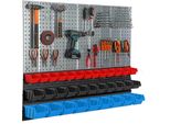 Parete Portautensili In Metallo 116X99Cm Sistema Di Stoccaggio Con Portautensili 33 Scatole Ganci Portautensili Pannello Forato Officina Garage Piantana Utensili Elettrici Parete Forata Robusto Ripiano A Innesto Ripiano Appendibile Staffa A Muro Pronta Per Il Montaggio