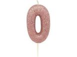 Anniversary House - Glitter - Candela Di Compleanno "Numero 0"", Metallizzata SG30156 (Taglia Unica) (Oro Rosa)"