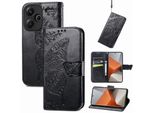 Per Xiaomi Redmi Note 13 Pro Plus Portafoglio Cellulare Custodia Farfalla Design Copertura Protettiva Nero