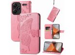 Per Xiaomi Redmi Note 13 Pro Plus Portafoglio Cellulare Custodia Farfalla Design Copertura Protettiva Rosa
