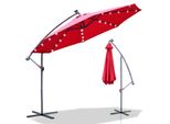 Ombrellone A Sbalzo Tolletour 350 Cm Con Illuminazione Led, Protezione Uv E Manovella - Rosso