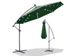 Tolletour Ombrellone A Sbalzo 350 Cm Con Illuminazione Led, Protezione Uv E Manovella - Verde