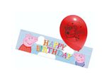 Peppa Pig - Striscione Con Palloncini, Set Buon Compleanno - Plastica, Gomma, Lattice SG28369 (Taglia Unica) (Multicolore)