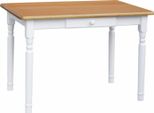 Tavolo Bianco Ii Con Cassetto In Legno Di Pino Massiccio Con Piano In Colore Ontano 120 X 70 Cm