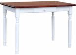 Tavolo Bianco Ii Con Cassetto In Legno Di Pino Massiccio Con Piano In Colore Calvados 110 X 80 Cm
