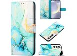 Custodia Per Samsung Galaxy S25 Fe, Custodia In Finto Cuoio Con Motivo A Marmi, Tasche Per Carte, Custodia Stand Verde