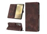 Custodia Per Samsung Galaxy S25 In Rilievo Custodia A Portafoglio In Pelle Flip Con Funzione Stand Marrone