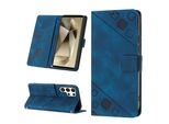 Custodia Per Samsung Galaxy S25 Ultra In Rilievo Custodia Portafoglio In Pelle Flip Con Funzione Stand Blu