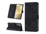 Custodia Per Samsung Galaxy S25 In Rilievo Custodia A Portafoglio In Pelle Flip Con Funzione Stand Nero