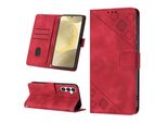 Custodia Per Samsung Galaxy S25 In Rilievo Custodia A Portafoglio In Pelle Flip Con Funzione Stand Rosso