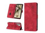 Custodia Per Samsung Galaxy S25 Ultra In Rilievo Custodia A Portafoglio In Pelle Flip Con Funzione Stand Rosso