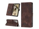 Custodia Per Samsung Galaxy S25 Ultra In Rilievo Custodia Portafoglio In Pelle Flip Con Funzione Stand Marrone