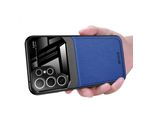 Custodia Per Samsung Galaxy S24 Ultra, Ibrido Tpu Bumper, Antiscivolo, Custodia In Pelle Con Texture Litchi E Vetro Protettivo Blu