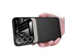 Custodia Per Samsung Galaxy S25 Ultra, Ibrido Tpu Bumper, Antiscivolo, Custodia In Pelle Con Texture Litchi E Vetro Protettivo Nero